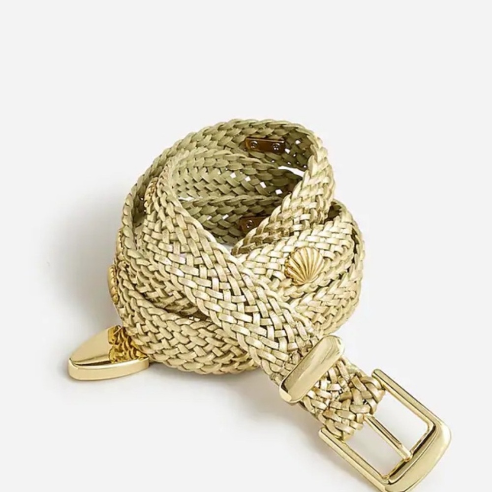 J Crew Braided Italian Leather Belt with shells